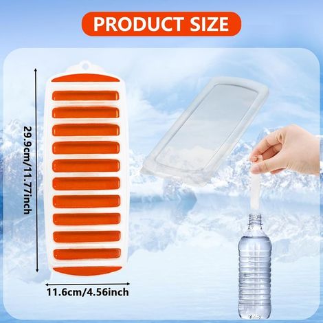 Eiswürfelflasche mit Silikonboden, wiederverwendbare, leicht zu entnehmende Eiswürfel mit abnehmbarem, spritzwassergeschütztem Deckel, ideal für Sportgetränke und Wasserflaschen (1/5)