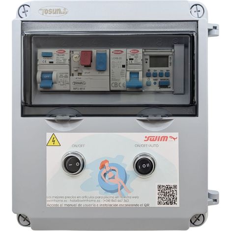 Cuadro Eléctrico Piscina Bomba hasta 0,5CV Transformador 60W/DC y Contactor