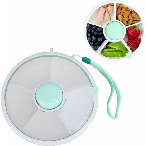 Boîte Goûter Rotative – Distributeur 5 Compartiments Anti-Odeurs – Réutilisable, Portable – Pour Légumes, Bonbons, Noix, Chips (1/5)