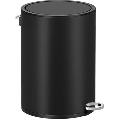 Poubelle 3L, Poubelle de Salle de Bain, Petit, avec Couvercle, Fermeture en Douceur, Seau Intérieur Amovible en Plastique, pour Salle de Bain, Bureau, Acier, Noir d'Encre (1/5)