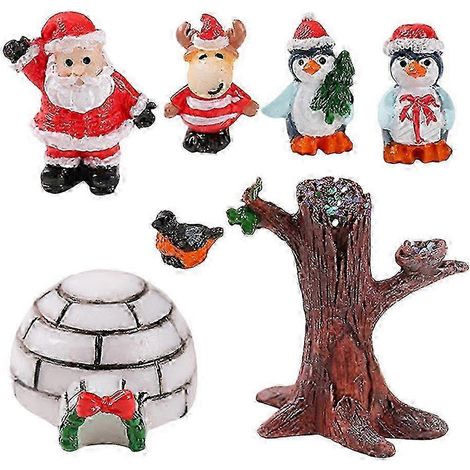 Resin Santa Claus Figurines, Miniature Christmas Decorations Set compatible with Home, Tabletop, Tree, or Gift, Hand-Painted Holiday Accents (1 Set) (1/3)