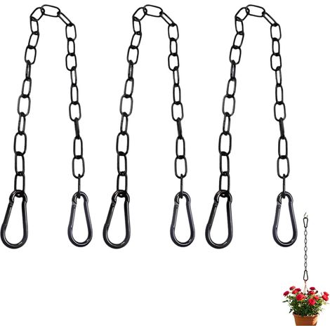 Chaînes de Portail Noires 60 cm, Lot de 2 avec mousquetons en Acier (1/5)