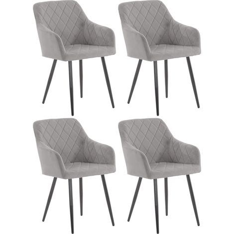 4er Set Esszimmerstuhl Shila grau Samt
