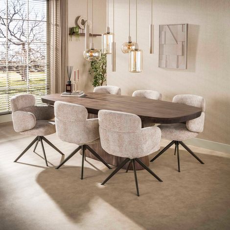 Table à manger en bois massif avec pied central 240cm DAISY (1/5)