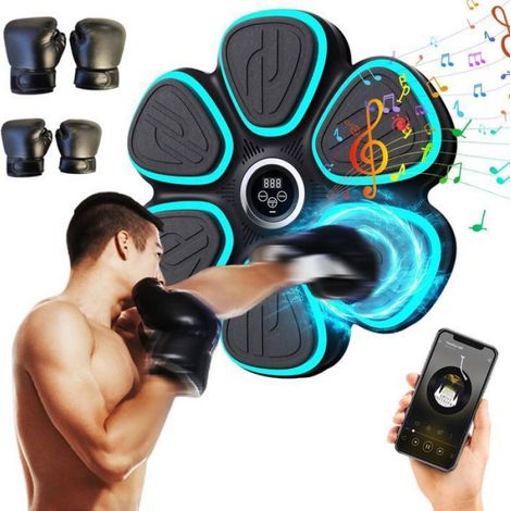 Music Boxing Machine, Machine à Boxe Musicale Bluetooth LED Avec Écran Numérique, Punching Ball Connecté Avec Gants parent-enfant (1/5)