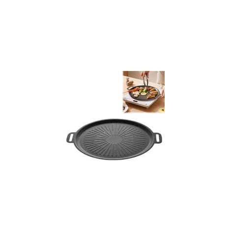 Plaque de Cuisson en Fonte, brasero plancha, Ø36cm BBQ Plancha avec Poignée, Ronds Plaque Barbecue pour Rocket Stove, Barbecue à Gaz, Four à Fusée, Plaque de Plancha