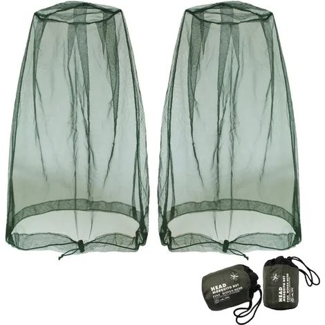 Moustiquaire pour tête, filet de protection pour visage et cou avec sac de rangement, maille extra fine, protège contre les piqûres d’insectes, pour pêche, randonnée, camping et jardinage, 4 pack, noi (1/5)