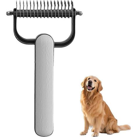 Peigne de toilettage pour animaux - Brosse de mue en plastique double densité (1/5)