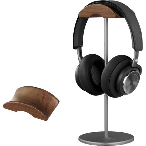 Support pour casque audio, support pour casque audio en noyer et aluminium (gris EJ4GR) (1/2)