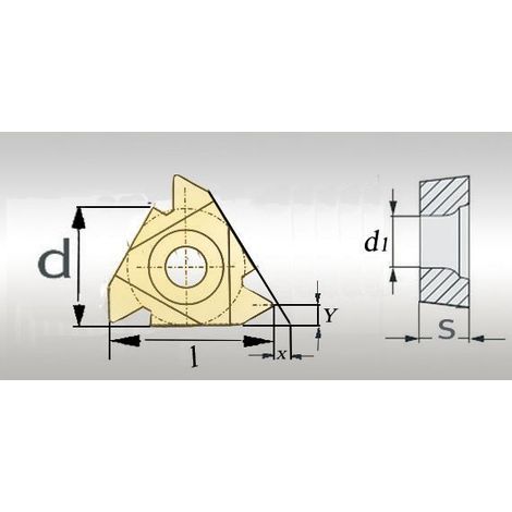 Plaquette revêtue 60° filetage interne pas 0,5-1,5 mm - taille 11 - 5 pcs Optimum 11IR A60 (1/2)