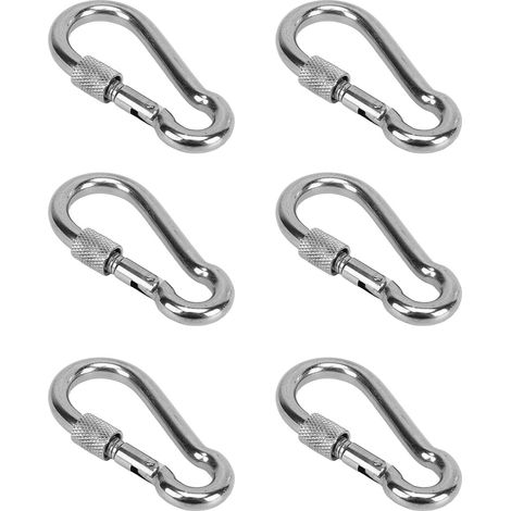 Set mit 6 Federclips, Edelstahl, hohe Belastbarkeit, Schlüsselring-Verbindungsclips, geeignet für Camping, 7 mm. (1/5)