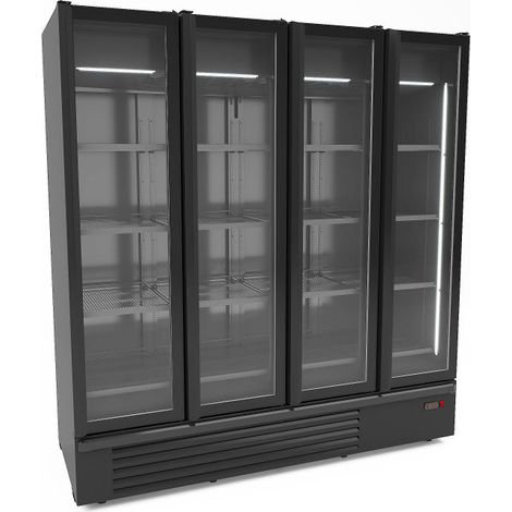 Armoire réfrigérée positive 4 portes en verre noir 1850L - Combisteel