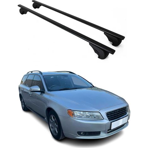 OMAC Dachträger Querträger für Volvo V70 III 2008-2016 – Abschließbar – Max. 75 kg – 2 Stangen Stahl Schwarz (1/5)