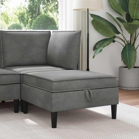 Taburete de Sofá con Almacenamiento Gris oscuro Terciopelo (1/5)