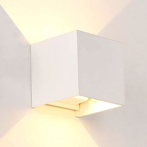Applique Murale LED White Cube 12W, 1200 lm, 3CCT, Faisceau Réglable 10°-90°, IP54, 10 x 10 x 10 cm, Aluminium, Blanc, Intérieur et Extérieur, LM6183 (1/5)