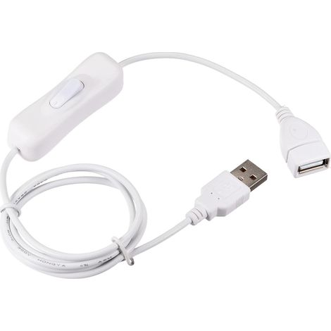 sourcing map USB Cable with On/Off Switch USB Male to Female 1 m White Extension Cord, for LED Desk Lamp LED Strip (1/5)