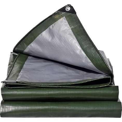 1 Bâche 2x4m Tissu 180g Vert Argent Imperméable Oeillets Aluminium Protection Jardin Piscine Toit (1/5)