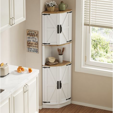 Mueble de cocina esquinero 39,5 x 39,5 x 180 cm, 5 espacios de almacenamiento, blanco DESVIAE (1/5)