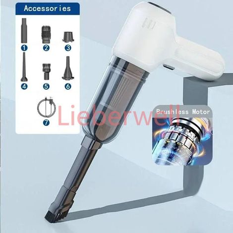 Mini aspirateur de voiture portable sans fil, nettoyeur puissant, machine à livres, aspiration de bain, 135000PA,pro White