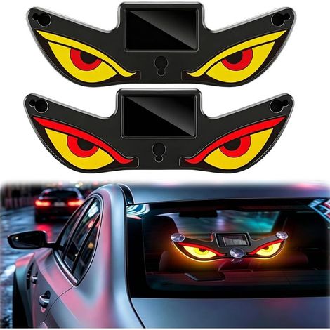 Solar Demon Eye LED Car Window Light,Wireless Suction Mount (1/5)