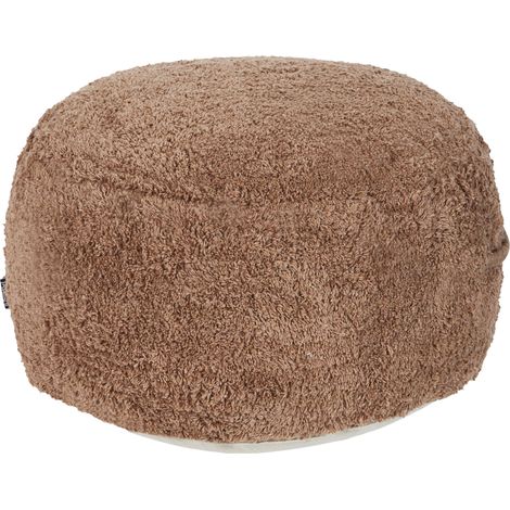 Puf redondo boho peludo moderno de algodón funda extraíble hecho a mano marrón Kawai