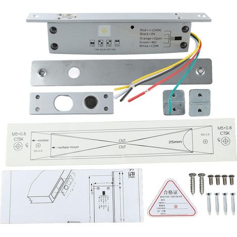 Elektrisches 12-V-Gleichstrom-Riegelschloss mit 5 Leitungen – Schmale Riegeltür mit zeitverzögerter LED-Anzeige für die Zutrittskontrolle (Entriegelung bei Stromausfall) (1/5)