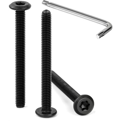 30 Pièces Vis à Tête Plate Torx Noir M4 x 40 mm Vis à Six Pans Creux en Acier Inoxydable A2 V2A Boulons de Meubles Hexagonale avec Clé T20 Filetage Complet (1/5)