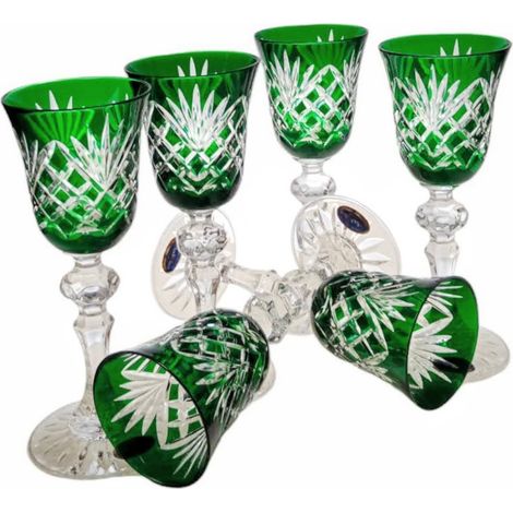 Copas de licor de cristal esmeralda de 60 ml con diseño de piña (6 unidades) (1/5)