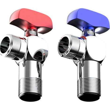 Robinets d'arrêt d'eau chaude/froide en métal, 1/2 pouce, à angle droit, raccords de plomberie pour systèmes d'eau chaude/froide, multicolores galvanoplastie (1/5)