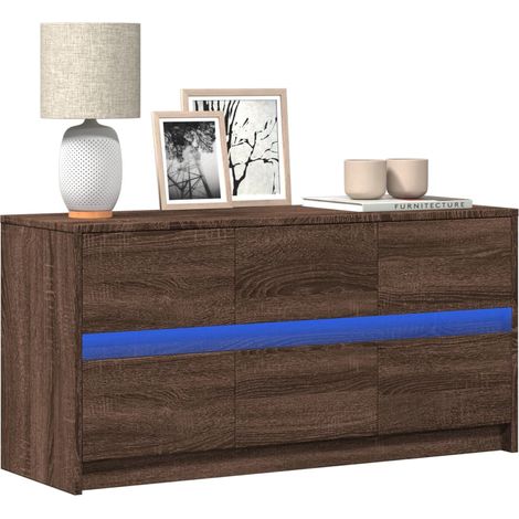 TV-Schrank mit LED-Beleuchtung Braun Eichen-Optik 100x34x50 cm