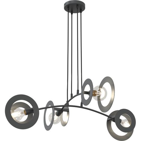 Suspension mod. noire anneaux 4xE27 15W Euforia Emibig (1/5)