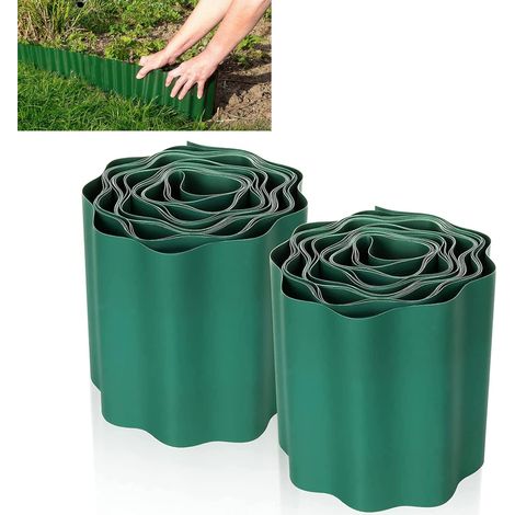 2 Stück flexible Rasenkanten 9 m × 15 cm, Rasenzaun Kunststoff-Garteneinfassung Garteneinfassung PVC-Garteneinfassung für den Außenbereich – grüne flexible Garteneinfassung (1/5)