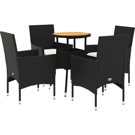 Maison Exclusive - 5-tlg. Garten-Essgruppe mit Kissen Schwarz Pol