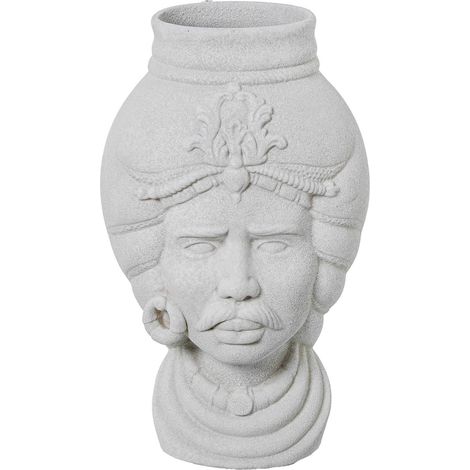 Vase céramique blanche à motif africain élégant - Blanc texturé sable (1/5)