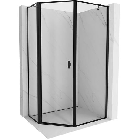 Mexen Mist asymmetrische fünfeckige Duschkabine links öffnend 90 x 100 cm, schwarzer Rahmen, schwarz - 8A8-090-100-70-70-L (1/5)