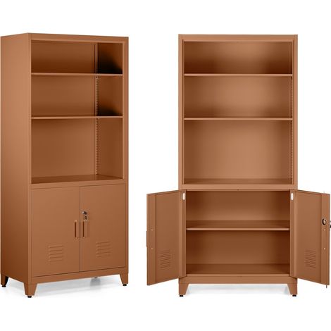 Armadio metallo semiaperto con ante e 5 scaffali mattone 84x45x190 cm - Yumi (1/5)