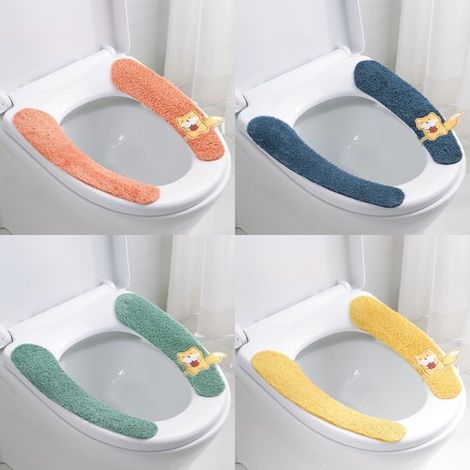 4 Paar weiche WC-Sitzkissen mit niedlichem Fuchsmotiv (4 Farben) – universell waschbar mit Klebefläche, für Wärme und Hygiene. (1/4)
