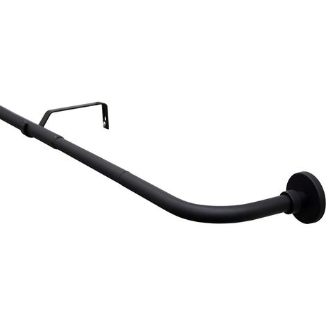 Gardinia Set Asta per Tende Lisa, 1 Binario Curva, Diametro 16/19 mm, Estendibile, Lunghezza 130-180 cm, Nero Opaco (1/5)