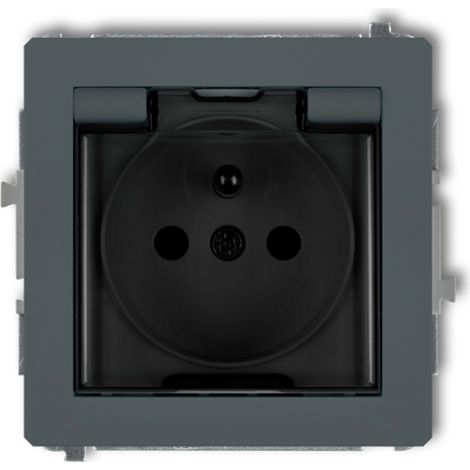 Enchufe Deco antisalpicaduras con tapa ahumada, grafito mate 28DGPB-1zdp