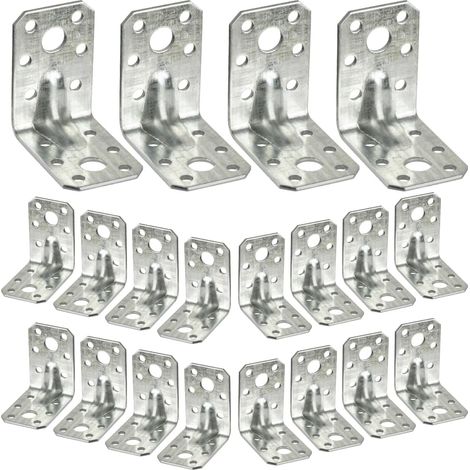 20 x Equerre d'assemblage Renforcée (52,5 x 52,5 x 35 mm), Equerre de Fixation Angle Droit Support en forme de L, Équerre Angle 90 Degrés en Acier, Angle en Métal, Connecteur en Bois (1/5)