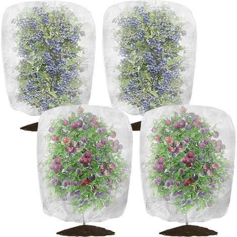 [JAMAIS UTILISÉ] Filet de protection pour plantes, lot de 4 (1 x 1,5 m), filet de protection pour jardin, maille fine avec cordon de serrage, pour plantes, légumes et fleurs (1/4)