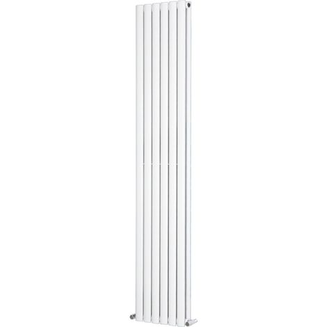 Designer Radiator Oval Column White Central Heating Rad with Angle Square Valve Vertical Double 1800x354mm (1/2)