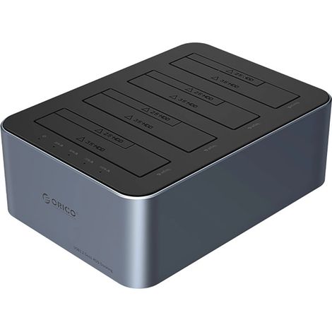 Orico 6646C3-C 4-Disk-Dockingstation mit Offline-Klonfunktion für 2,5/3,5-Zoll-SATA-HDDs/SSDs – Grau (1/3)