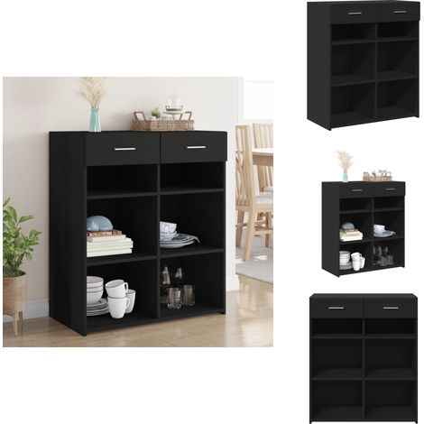 Sideboard Schwarz 80x42,5x93 cm Holzwerkstoff - Schreibtisch - Wohnzimmer Dekoration - Sideboard Schwarz - Holz Sideboard - Regal (1/5)