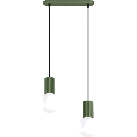 Suspensions Halo aluminium/verre vert olive 2xG9 Sollux (1/5)