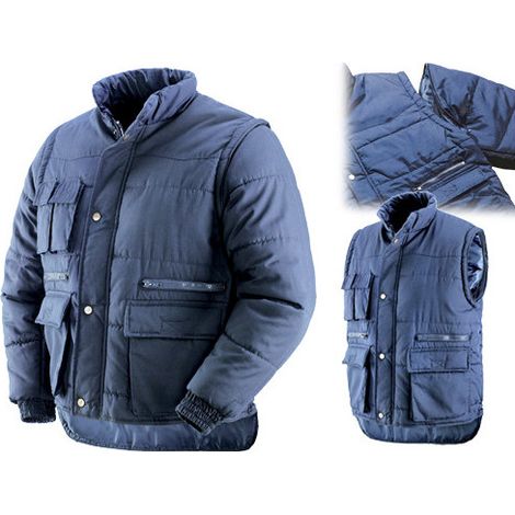 Anorak Savoia 2 en 1 azul talla XXL – mangas desmontables y forro de poliéster