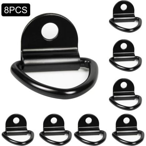 Set mit 8 schwarzen D-förmigen Zurrösen, 6480 mm, für Kajak, Boot, Kanu, Anhänger, Lieferwagen, Auto und Garten. (1/5)