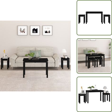 Meubles de salon - vidaXL Tables gigognes 3 pcs Noir Bois de pin massif - Meubles de chambre