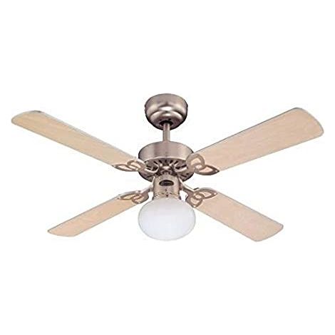 Westinghouse Lighting 7227240 Vegas, ventilatore da soffitto tradizionale con luce, 105 cm, finitura in alluminio spazzolato, vetro smerigliato opalino (1/4)