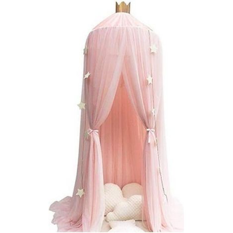 Moustiquaire (Ciel de lit) - Tente de dôme étoilée - Rose - Diamètre 60 cm - Longueur 240 cm (1/2)